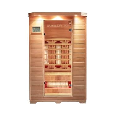 HOME DELUXE - Cabine infrarouge REDSUN M VSS - 120 x 105 x 190 cm - pour 2 personnes, 6 radiateurs à spectre complet, bois : hemlock I Sauna infrarouge, sauna, cabine chauffante, infrarouge