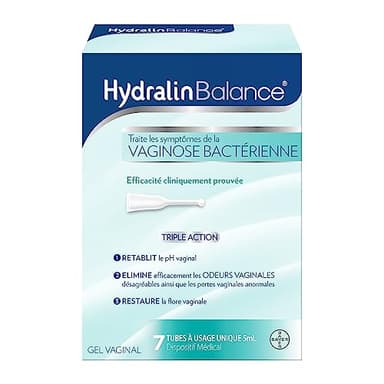 HydralinBalance Gel vaginal - Dispositif médical - Traitement vaginose bactérienne -Elimine les odeurs vaginales - Restaure la flore vaginale - Inconfort intime - Tube usage unique 7x5ml