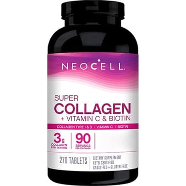 NeoCell, Super Collagen, avec Vitamine C et Biotine, Haute Dosé, 270 Comprimés, Sans Gluten, Sans Soja, Sans OGM