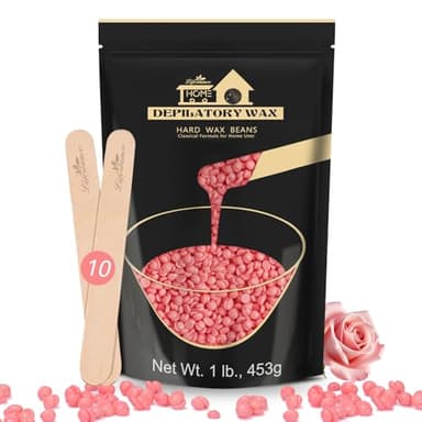 Lifestance 450g Rose Perle de Cire Épilation avec 10 Spatules - Wax pour le Corps Entier, Jambes, Visage, Bras, Zone de Bikini et Intime - Méthode Brésilienne