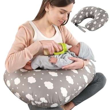 Labtec Coussin d'allaitement multifonctionnel Coussin d'allaitement pour bébé avec sangle de taille réglable, coussin de soutien pour bébé, housse amovible 100 % coton, cadeau de grossesse, grande