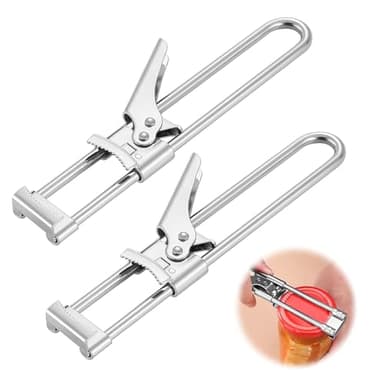 Lot de 2 multifonctionnel Acier Inoxydable Ouvre Bocal Réglable, Ouvre Bocal Sans Effort Manuel, Ouvre Boite pour Âgées Les Personnes Souffrant d'Arthrite, Les Femmes