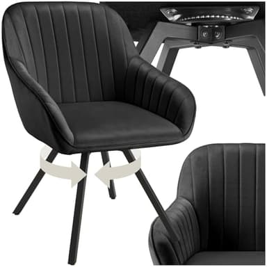 TecTake® Chaise pivotante de Salle à Manger Moderne Fauteuil Salon Velours Chaise Ergonomique Rembourrée Confortable Chaise Design Meuble Salon pour Salle à Manger, Salon, Coiffeuse, Chambre, Cuisine