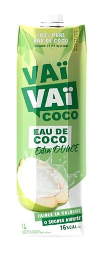 Vaïvaï - Eau de Coco Originale - 100% Pur Jus - Gourmande et Rafraîchissante - Sans Sucres Ajoutés - 1 Brique Tetra Pak d’1L