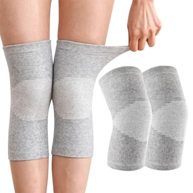 Genouillères en Bambou,2PCS Genouillère de Sport pour Homme Femme,Genouillère Arthrose Genou,Genouillère Élastique Respirant,Genouillère de Compression pour Course à Pied et Entraînement (Gris, XL)