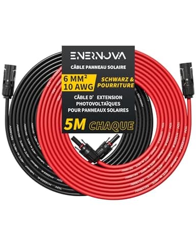 Câble Solaire 4/6mm² – 10m Noir, IP67 Pour Panneaux Photovoltaïques