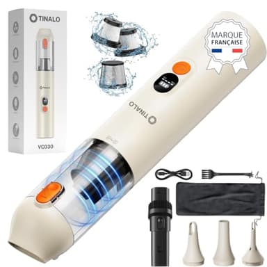 TINALO Aspirateur de Table sans Fil 17000PA 4 en 1- Aspirateur Voiture Puissant et Aspirateur à Main Rechargeable | Mini Aspirateur Portable pour Maison, Bureau, Cuisine, Souffleur PC et Voiture
