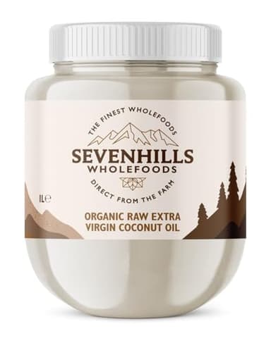 Sevenhills Wholefoods Huile Extra Vierge De Noix De Coco Bio 1L, Pressée à Froid, Pour Cuisine, Peau et Cheveux (pot)