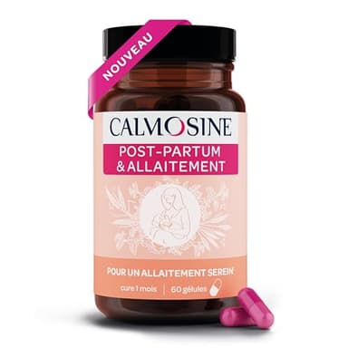 Calmosine Post-Partum Allaitement – Complément Alimentaire – 60 Gélules – Vitamines C, Magnesium, Oméga 3 – Fabriqué en France