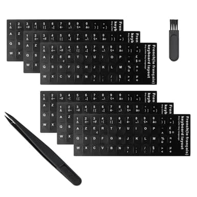Autocollants Clavier Français - 6 Pièces Noir Stickers Remplacement Lettres