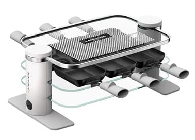 LAGRANGE Appareil à raclette 6 personnes, 750 W, Plateaux verre, plateau supérieur démontable pour nettoyage simplifié, Repose poêlons intégré, Design épuré, Bouton marche/arrêt, 079601