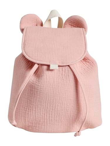 VERTBAUDET Sac à dos maternelle en gaze de coton animation oreilles rose poudré TU