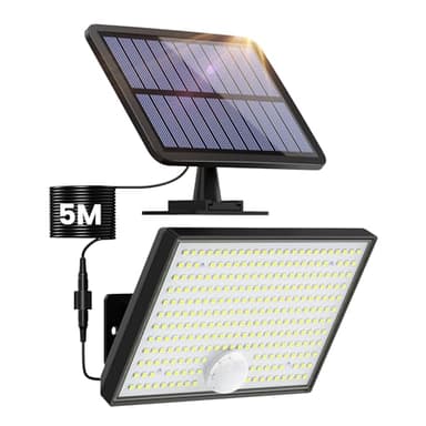Lampe Solaire Extérieur Détecteur de Mouvement, [3 Modes/266LED/2200mAh] Lumière Solaire Extérieure étanche IP65 éclairage Extérieur Solaire, Divisé Spot LED avec Câble de 16,4ft pour Jardin, Garage