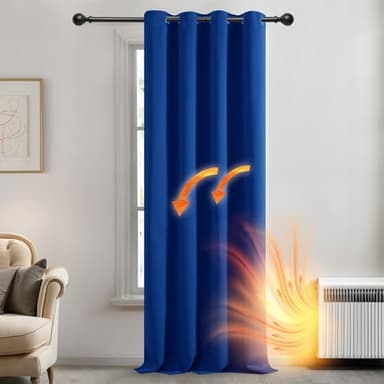 Deconovo Rideau occultant - Protection Contre Le Froid - Rideaux pour Chambre à Coucher - Protection Contre Le Froid - Opaque - 245 x 140 cm (Hauteur x Largeur) - Bleu Roi - 1 pièce