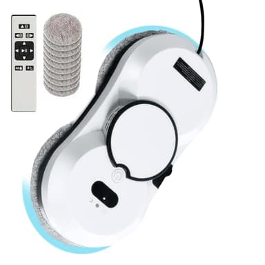 ﻿ Robot Nettoyeur Vitre, 5600 Pa D'aspiration,Robot Laveur de Vitre Automatique, Système de Sécurité, Navigation Intelligente, Télécommandé, pour Toutes Les Surfaces Lisses, avec 10 Chiffons (A)