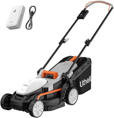 Litheli Tondeuse à Gazon sans Fil 20V avec Batterie 4.0 Ah, Jusqu'à 300m² Paillage 30L,33cm, 5 hauteurs réglables de 25 à 65 mm, 3700rpm, Tondeuse Gazon Batterie pour Bricolage à Domicile