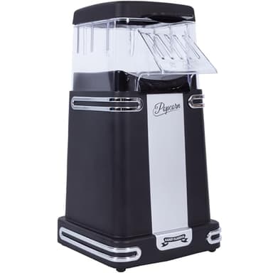 Gadgy Machine à Pop-Corn - Appareil à Popcorn - Machine à Pop-Corn à Air Chaud Rapide - Sans Huile, sans Graisse - avec Tasse à Mesurer et Couvercle Supérieur Amovible - Revêtement Noir Rétro