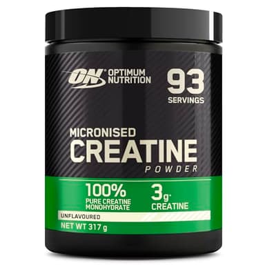Optimum Nutrition Créatine Micronisée en Poudre, Sans Arôme, 317g, 93 Doses