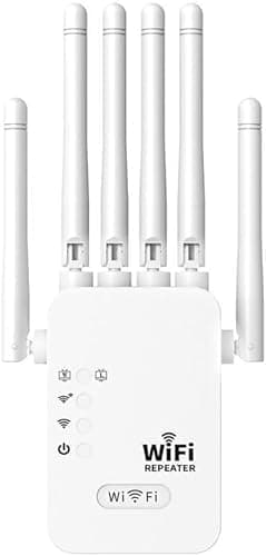 Répéteur WiFi,Extender WiFi, Amplificateur WiFi 1200Mbps Double Bande 5GHz/2.4GHz, Repeteur WiFi 6 Antennes, 2 Ports LAN, WiFi Extender Compatible avec Toutes Les Box Internet, Configuration Facile