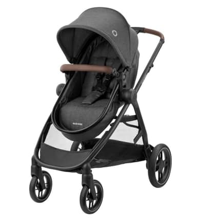 Maxi-Cosi Zelia S Trio Poussette 3 en 1, 0 à 4 Ans, Jusqu'à 22 kg, Poussette Bébé Pliable, Compacte et Inclinable, avec Siège Auto Bébé CabrioFix S i-Size, Accessoires, Sac à Langer, Dark Grey