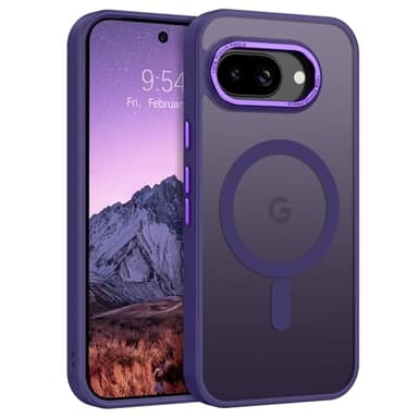 GUAGUA Coque Magnétique pour Google Pixel 9A, Compatible avec MagSafe, Protection Antichoc Qualité Militaire, Étui Housse Arrière Translucide Givrée, Anti-Empreintes Digitales (Violet)