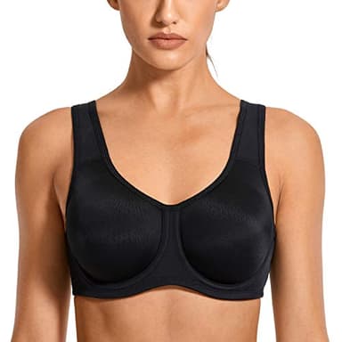 SYROKAN Femme Soutien-Gorge de Sport à Armatures Maintien Maximal Grande Taille Noir FR:100D