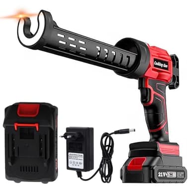 Pistolet à Calfeutrer Sans fil 21V, Pistolet à Calfeutrer Professionnel pour Cartouches de Φ 52mm de Longueur 220mm Pistolet à Silicone avec Batterie pour le Jointoiement le Collage