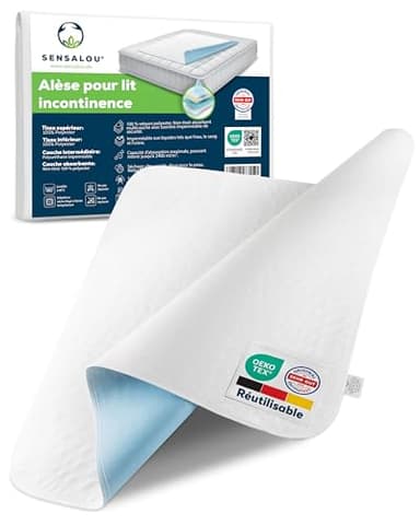 Sensalou Protège-Lit Imperméable Réutilisable 50x70 cm – Alèse Lavable Ultra Absorbante pour Incontinence, Bébé, Adulte, Senior – Protection Étanche 2400 ML/m² – Certifié Oeko-TEX & Dermatest 1 Pièce