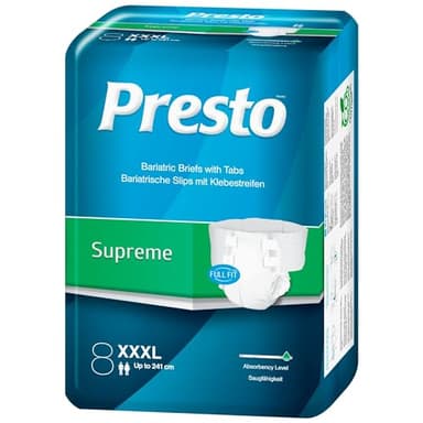 Dailee Supreme Couches Adultes Bariatriques XXXL - 8x Couches Adulte 3XL (198–241 cm) - Paquets de 8 Pièces, Super Absorbantes jusqu’à 9 Gouttes, Idéales pour la Nuit - Incontinence Homme et Femme