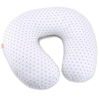 PEKITAS Coussin d'allaitement XL 52x48 cm Grossesse Allaitement Housse Taies Amovible Lavablec pour Bébés 0+ Mois Forme Ergonomique Enfant et Nid Bébé Biberon en Flocons