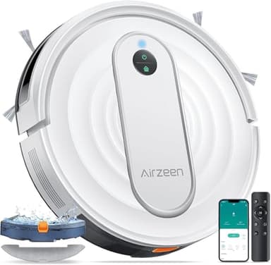 Airzeen Aspirateur Robot,5000PA Robot Aspirateur Laveur avec Nettoyage,Télécommande/Contrôle APP,Ultra Fin et Silencieux, Recharge Automatique,Adapté aux Poils d'animaux et aux Tapis