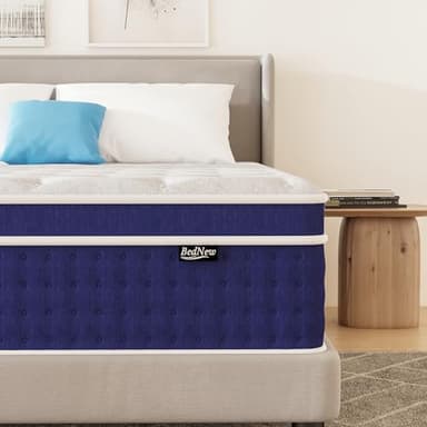 Bednew Matelas 160 x 200 cm, 36 cm, H3, hauteur 7 zones, matelas orthopédique à ressorts ensachés, avec couche en mousse à mémoire de forme confortable, certifié Oeko-Tex, 101 nuits
