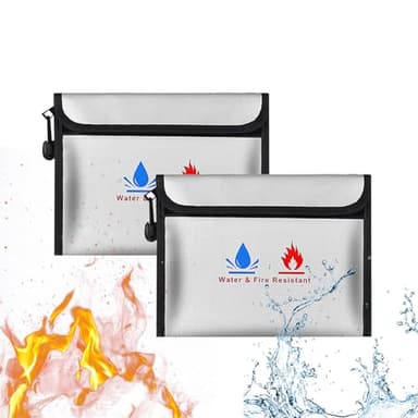 Sacs Anti-feu,2pcs Porte-Documents ignifuges, Sac étanche à feu, Sac étanche à feu pour Documents, Sac à Documents Ignifuge pour Conserver Objets de Valeur, Passeports, Documents, Argent