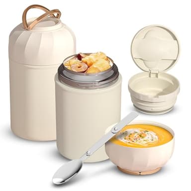 GBKDQQ Récipient isotherme pour aliments - 850 ml - En acier inoxydable - Boîte à lunch isolée pour yaourt, céréales, aliments pour bébé - Avec cuillère incluse - Va au lave-vaisselle - Garde au chaud