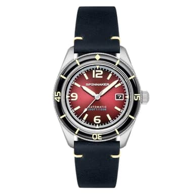 Spinnaker Fleuss SP-5055 Montre Automatique pour Homme avec Bracelet en Cuir 43 mm, Rouge Sang de bœuf., Fleuss Automatique