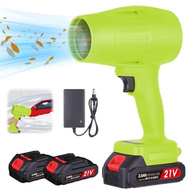 Souffleur de Feuilles, Mini Souffleur à Feuilles sans Fil avec 2 Batteries 2000 mAh, pour l'entretien de la Pelouse, Les Bulles de Feuilles, Le Nettoyage de la Voiture et des Coins, Jardin