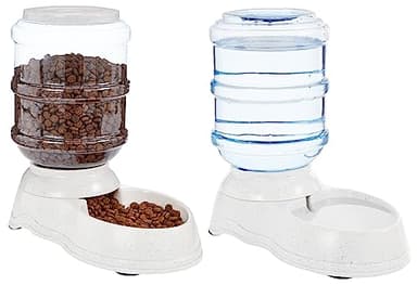 Amazon Basics Distributeur d’eau et de nourriture pour animaux de compagnie, Lot de 2, Petite taille, Blanc