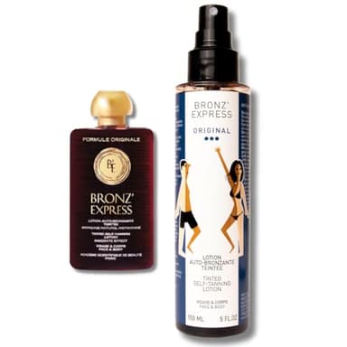 Bronz’Express | Made in France | Lotion Auto-Bronzante Teintée Visage et Corps |100ml | Bronzage Naturel Immédiat Sans Traces | Vegan