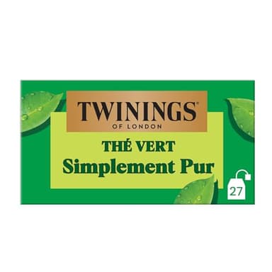 Twinings - Thé Vert Simplement Pur - 27 Sachets - Délicat et Subtil - à Déguster Chaud ou Froid