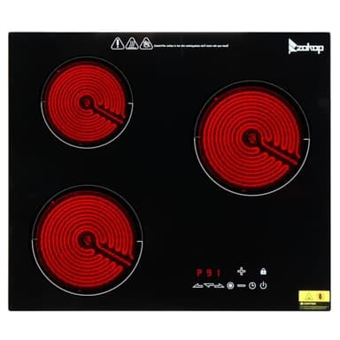 LEADZM Plaque Vitrocéramique Induction,3 Feux Table de Cuisson Encastrable,5200W,Minuteur, Touches Tactiles, Anti-Débordement, 9 Niveaux de Puissance
