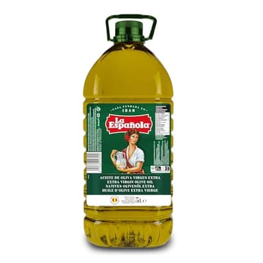 LA ESPAÑOLA Huile d'Olive Vierge Extra Pressée à Froid, Saveur Fruité Équilibrée, Carafe 5L, Riche en Antioxydants, Origine Andalousie, Idéal pour Salades et Cuisine Douce