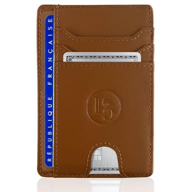 Porte Carte Bancaire en Cuir Prenium - Protection Cartes Bleue sans Contact - Petit Etui Slim, Compact et Anti RFID Qui Protege Contre Le Piratage - Portefeuille Homme Mince - Une Belle Idée Cadeau
