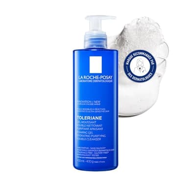 La Roche-Posay, Toleriane, Gel Moussant Purifiant, Nettoie Apaise et Démaquille, Adapté aux Peaux Sensibles à Réactives, Sans Parfum, Composition Hypoallergénique et Non Comédogène, 400 ml