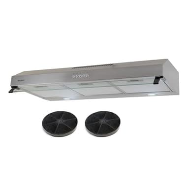 Hotte casquette visière BELDEKO 90 cm – Inox – 2 moteurs - 200 W – Débit jusqu’à 420 m³/h – 3 vitesses – filtre inclus – Éclairage LED – Évacuation ou recyclage – Marque française