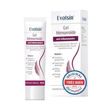 Evolsin crème hémorroïde | 40ml | Efficacité scientifiquement prouvée | Réduit la douleur, les saignements, les démangeaisons | Dispositif médical