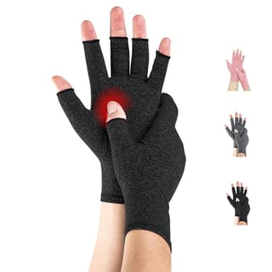 Novetec Gants Arthrite Sans Doigts Compression Femme Homme Soutien Mains pour Polyarthrite Rhumatoïde Arthrose Soulagement Maladie Raynaud Respirant Lavable Machine Taper Conduire Travail 1 paire