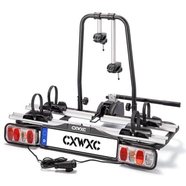 CXWXC Porte vélo électrique pour attelage de remorque 2 vélos, Charge utile maximale 60 kg, Porte-vélos d'attelage de remorque avec feu arrière (Porte-vélos)