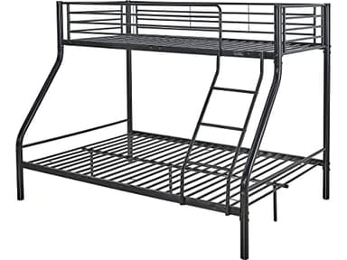 Habitat et Jardin - Lit Superposé en Métal Leo 90 x 190 cm + 140 x 190 cm Noir - Lit pour Enfants et Adultes - Lit 2 à 3 Places Design - Cadre de Lit avec Sommiers Inclus