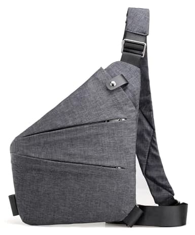 Thapncow Sac à Bandoulière Antivol, Sacoche Antivol, Poche Poitrine Multi-Poches Pour Hommes et Femmes(gris), Sac à dos Léger Pour La Poitrine