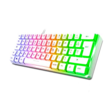 Spirit Of Gamer - Pro K2, Clavier Gamer Filaire Semi-Mecanique, Format Compact TKL 60%, 62 Touches Dont 24 Anti-Ghosting, Rétro-éclairage RGB Arc-en-Ciel, Hauteur réglable, Blanc